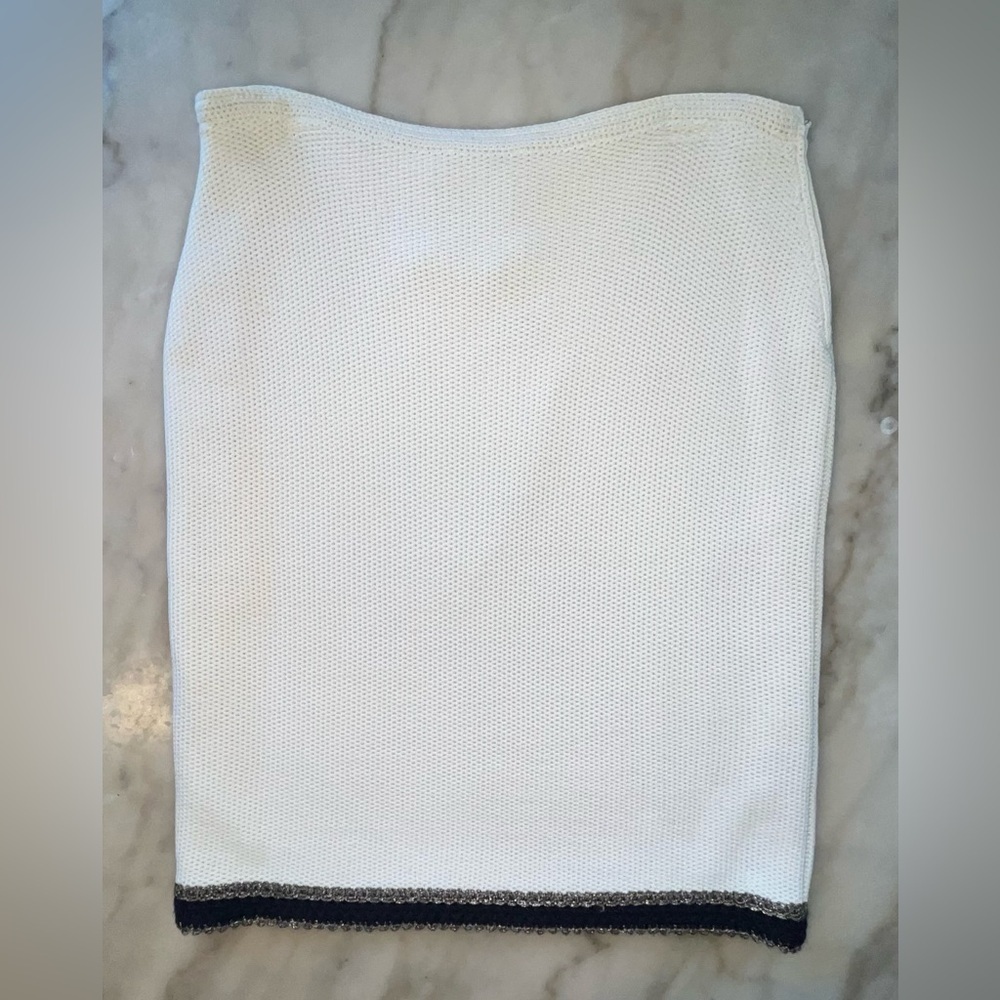 NWT St. John Cream Wool Knit Silk lined Pencil Skirt – Size 14